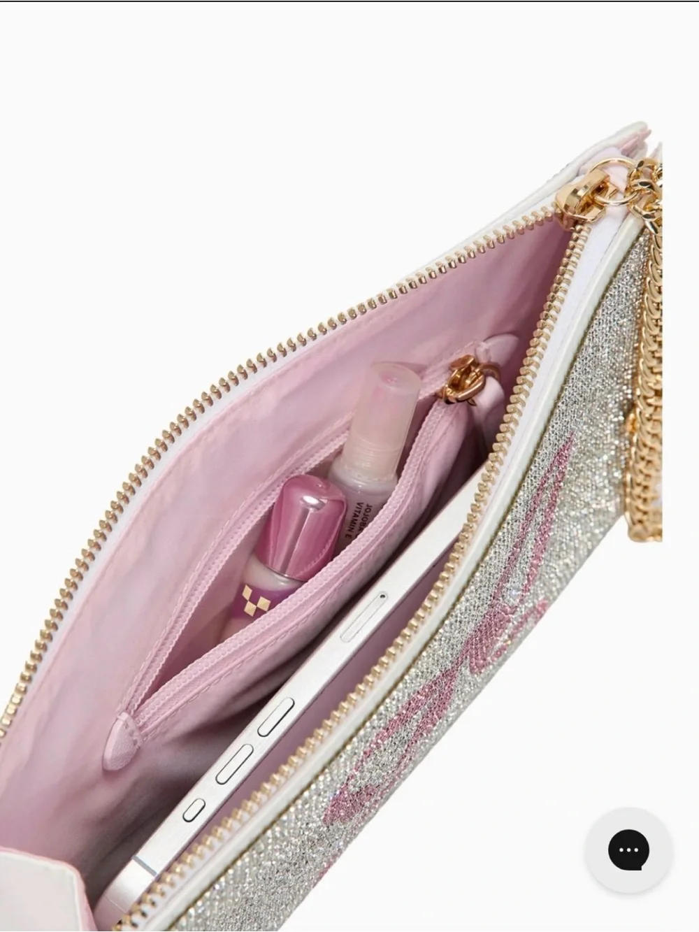 NWT PINK x LoveShackFancy Rhinestone Bow Wristlet Pouch Clutch